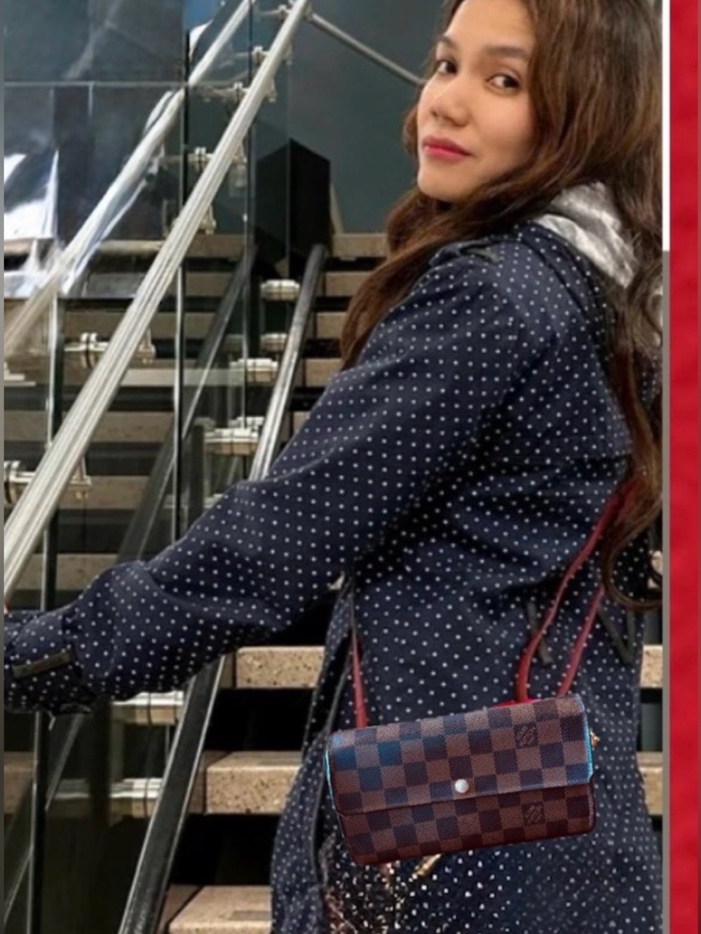 Louis Vuitton damier Sarah wallet converted Crossbody vintage